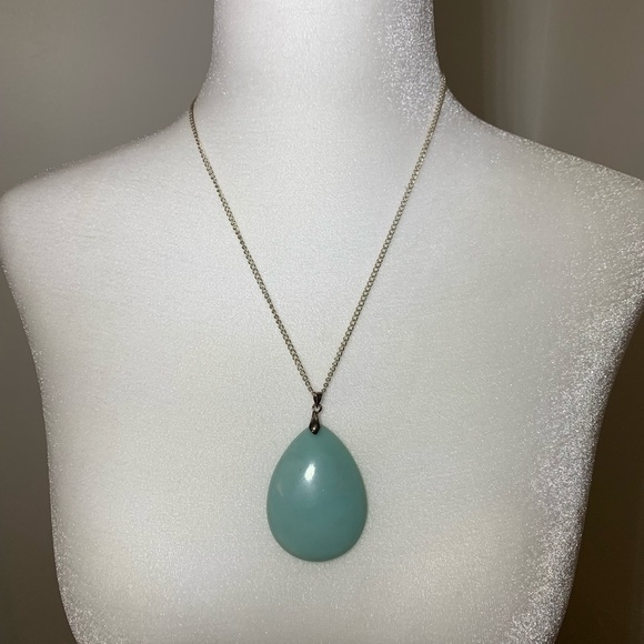 Aqua Coloured Drop Necklace - Picture 1 of 2